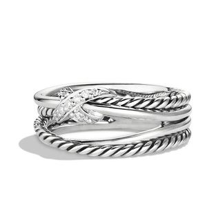 David Yurman X Crossover Ring with Diamonds Silver